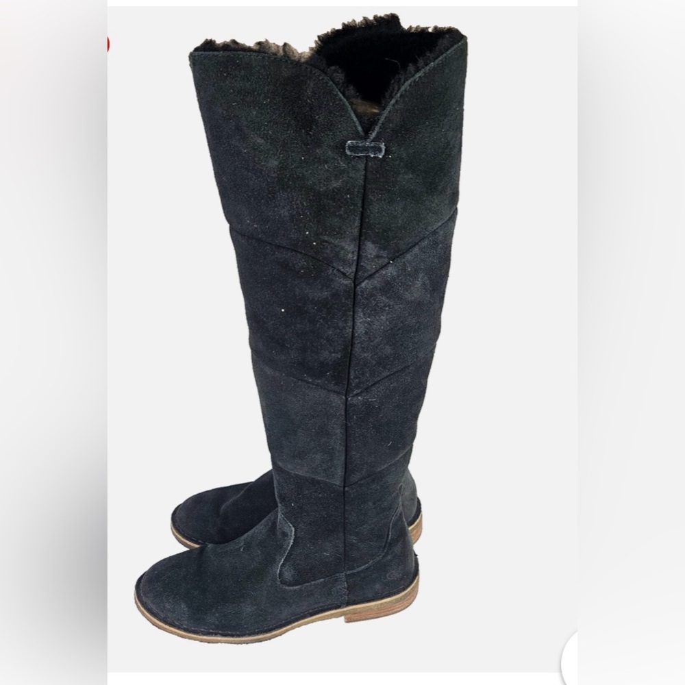 UGG Samantha Black Suede Knee-High Boots
